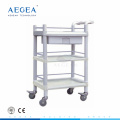 AG-UTA07 CE ISO mobile en plastique hospitalier d&#39;urgence clinique trolly